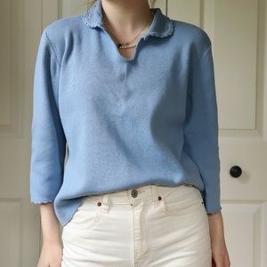VINTAGE COLLARED BABY BLUE SWEATER